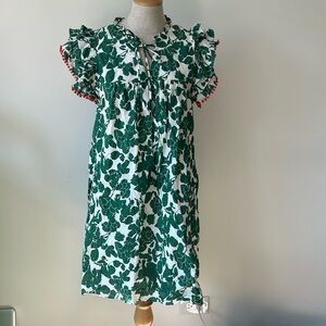 THML Green and White Cotton Floral Dress